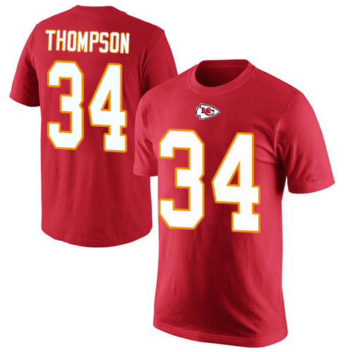 Men Kansas City Chiefs #34 Thompson Darwin Red Rush Pride Name and Number T-Shirt->nfl t-shirts->Sports Accessory